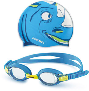 HEAD Meteor Set Rhino Svømmebriller + Badehette, Blå/Hvit 