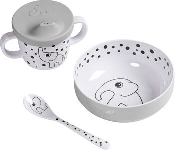 Done By Deer First Meal Melaminsett Happy Dots, Grey