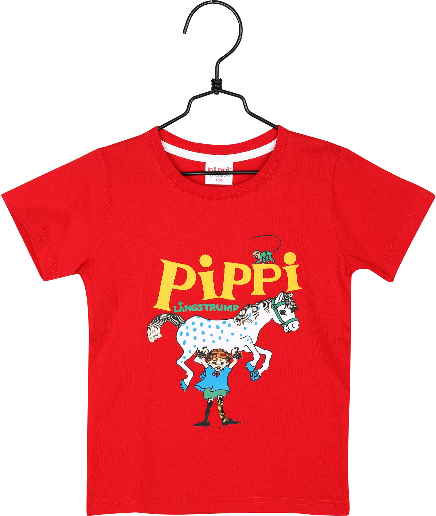 Pippi Langstrømpe T-Shirt, Rød, 128-134