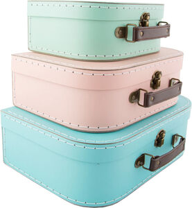 Sass & Belle Pretty Pastels Pappkoffert 3-pack, Pink/Blue/Green