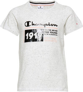 Champion Kids Crewneck T-Shirt, Light Grey Black Dots Melange